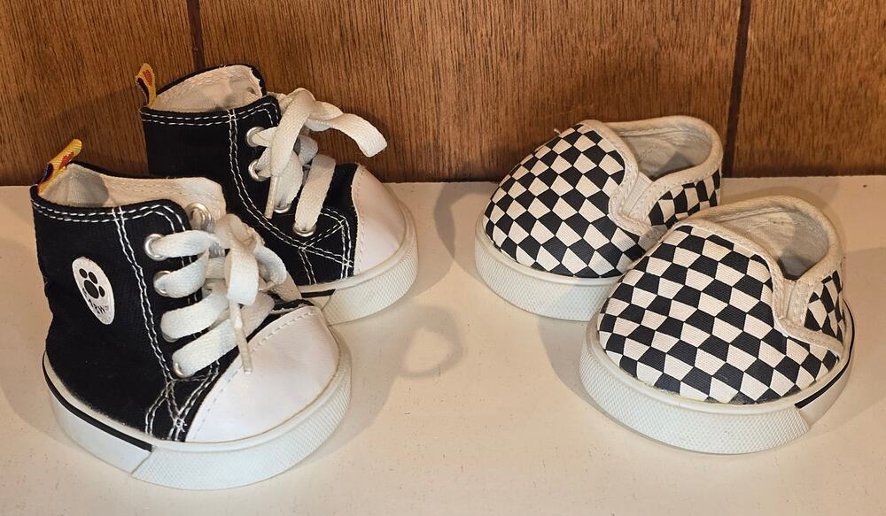 BABW Baby Shoes Lot 2 Pairs High Top Sneakers Checkerboard Slip On Black White